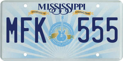 MS license plate MFK555