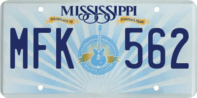 MS license plate MFK562