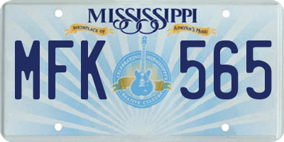 MS license plate MFK565