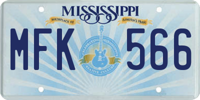 MS license plate MFK566