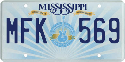MS license plate MFK569