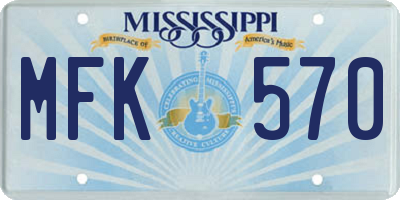 MS license plate MFK570