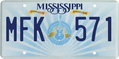 MS license plate MFK571