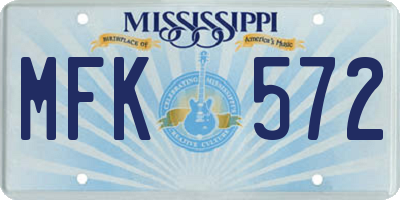 MS license plate MFK572