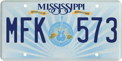 MS license plate MFK573