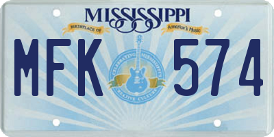 MS license plate MFK574