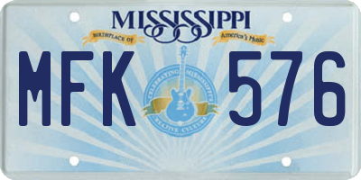 MS license plate MFK576