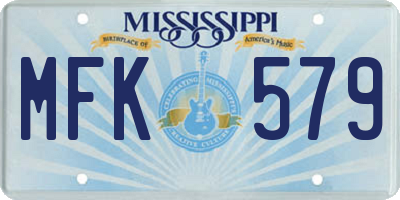 MS license plate MFK579