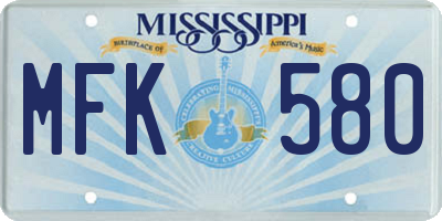 MS license plate MFK580