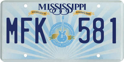 MS license plate MFK581
