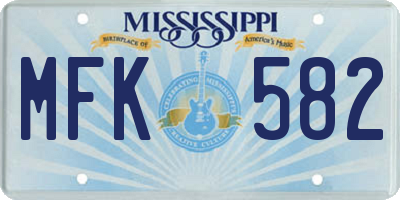 MS license plate MFK582