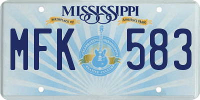 MS license plate MFK583
