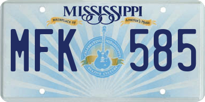 MS license plate MFK585