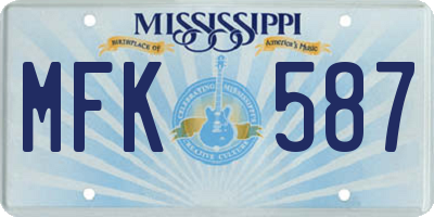 MS license plate MFK587