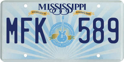MS license plate MFK589