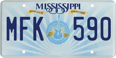 MS license plate MFK590