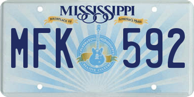MS license plate MFK592