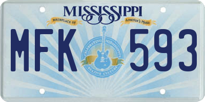MS license plate MFK593