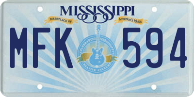 MS license plate MFK594