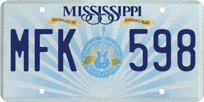 MS license plate MFK598