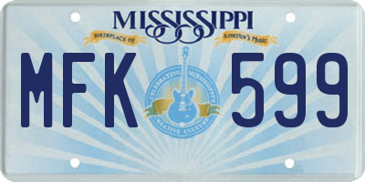 MS license plate MFK599