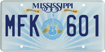 MS license plate MFK601