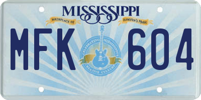 MS license plate MFK604