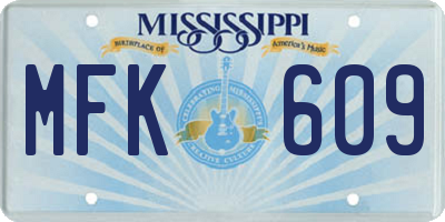 MS license plate MFK609