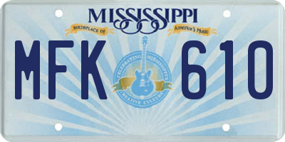 MS license plate MFK610