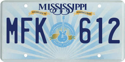 MS license plate MFK612
