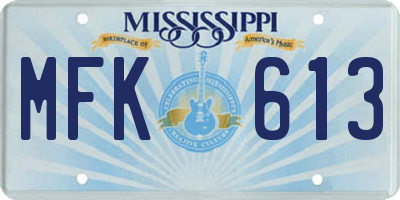 MS license plate MFK613