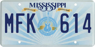MS license plate MFK614
