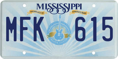 MS license plate MFK615