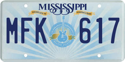 MS license plate MFK617