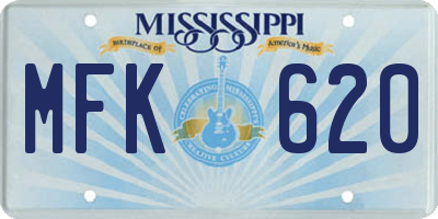 MS license plate MFK620