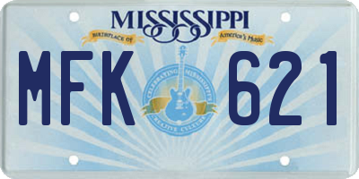 MS license plate MFK621