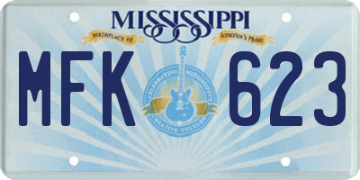 MS license plate MFK623