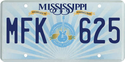 MS license plate MFK625