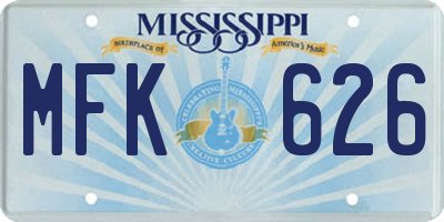 MS license plate MFK626