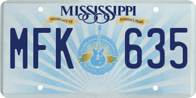 MS license plate MFK635