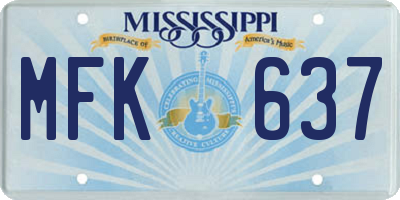 MS license plate MFK637