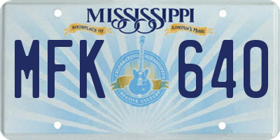 MS license plate MFK640