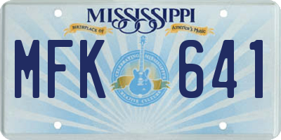 MS license plate MFK641