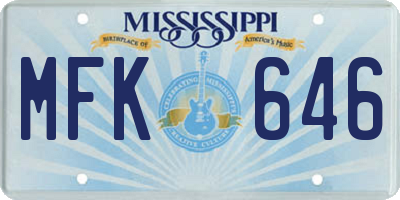 MS license plate MFK646