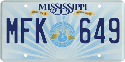 MS license plate MFK649