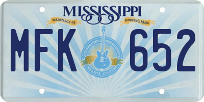 MS license plate MFK652