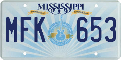 MS license plate MFK653