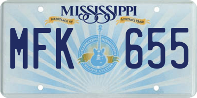 MS license plate MFK655