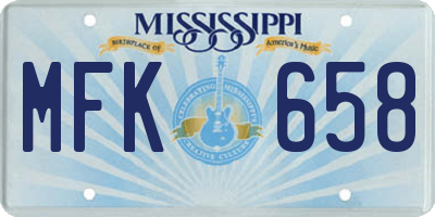 MS license plate MFK658