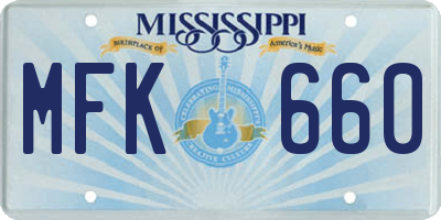 MS license plate MFK660